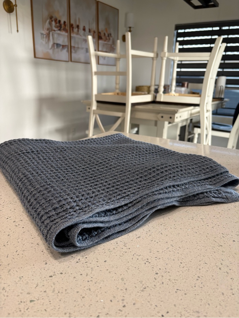 Onsen Textured Waffle Bath towel supima cotton in Heathered Blue